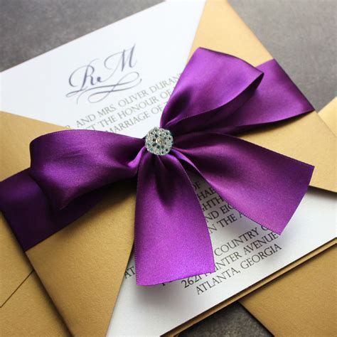 purple and gold wedding invitations